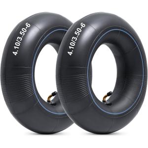 Heavy Duty 4.10/4.00/3.50-6 Thick 40% Inner Tube, 13x4.00-6 Tube with TR87 Bent Valve Stem for Wheelbarrows, Snow Blowers, Wagons, Carts, Hand Trucks, Lawn Mowers, Tractors and More (2 Pcs)