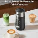 DREO Milk Frother, 8-in-1 Electric Stainless Steel Frother for Latte Art Microfoam and Coffee, 9oz/270ml Warm and Cold Foam Automatic Frothers, LED, Easy to Clean Midnight Black