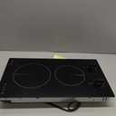 Karinear 110v Electric Cooktop 2 Burners, 12'' Electric Stove Top with Plug in, Knob Control Countertop & Built-in Ceramic Cooktop, 9 Heating Level, Hot Warning, Over-Temperature Protection