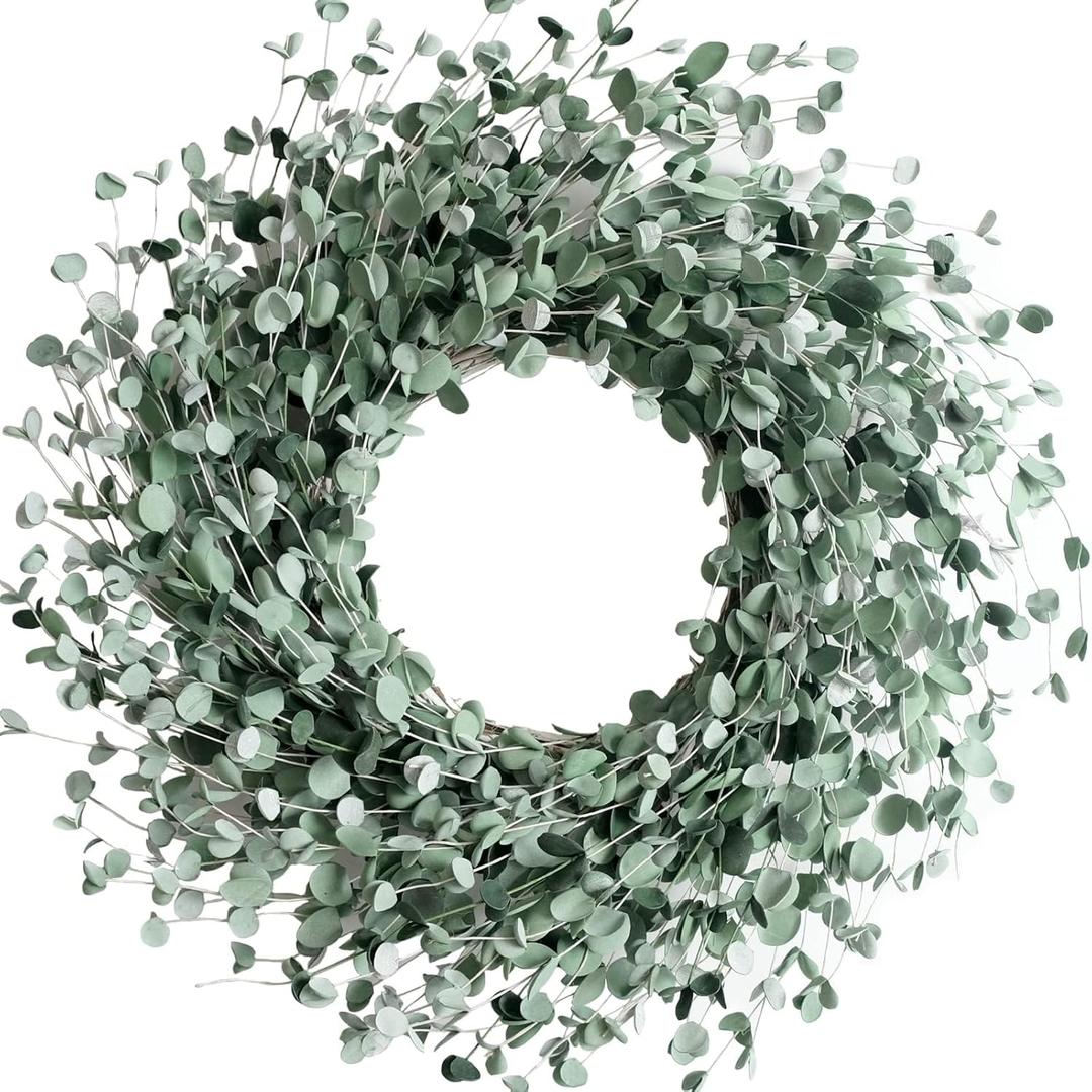 24 Inch Everyday Greenery Boxwood Wreath for Front Door, Soft Touch Green Mini Leaves Wreath for Indoor and Outdoor, Romantic Green Wreath for Wedding Decor
