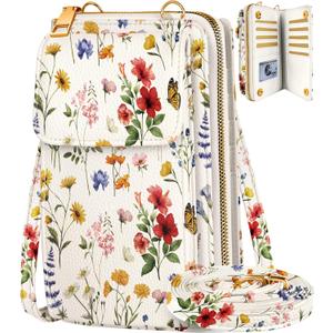 Cute Crossbody Purse Cell Phone Bags for Women - Leather Cellphone Wallet Purse with Adjustable Shoulder Rope