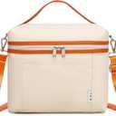 NOL Insulated Lunch Bags for Women Cooler Bag Lightweight Nylon Waterproof Lunch Box For Work (Medium(normal), Cream/orange) (Medium (8 Liters))