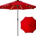 9FT Solar-Powered LED Patio Umbrella with Tilt Crank,Outdoor Market Umbrella with 32 Lights, Sunshade for Deck, Garden and Pool