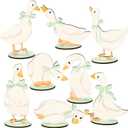 FYSUIMU 8Pcs One Silly Goose Wood Table Centerpiece Green Bow Goose Tabletop Detachable Sign Tiered Tray Decor for Baby Shower Gender Reveal Birthday Photo Props Party Favor Supplies