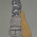 BODIY Black Sequin Wide Belt Glitter Stretch Dress Belt Sequins Cinch Belt Waist Belt for Women (Silver)