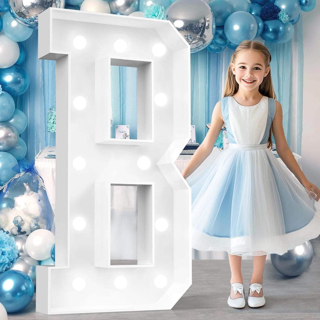Ledido 4FT Marquee Light Up Letters B, Easy to Assemble Cool White Marquee Letters 4 Feet Tall for Indoor & Outdoor Events, Large Lighted Letter for Birthday Graduation Baby Shower Party Decorations