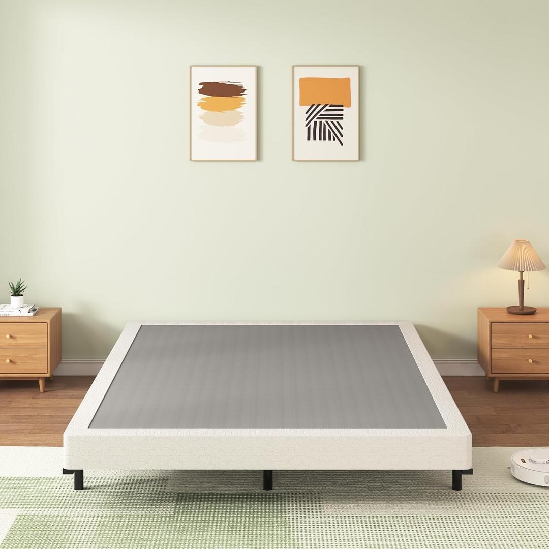 Full Size Box Spring with Fabric Cover Set, 5 Inch Full Box Spring with 3000lbs Max Weight Capacity, Durable Mattress Foundation Easy Assembly, Non-Slip, Noise Free