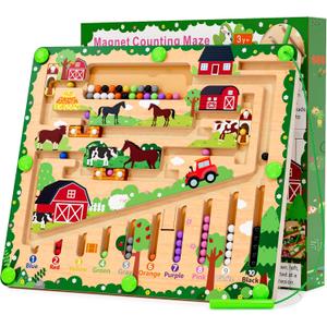 Magnetic Color and Number Maze, Montessori Wooden Toys for Ages 2-4,Sensory Toys,Fine Motor Skills Toys for Boys Girls 3-5 Years Old