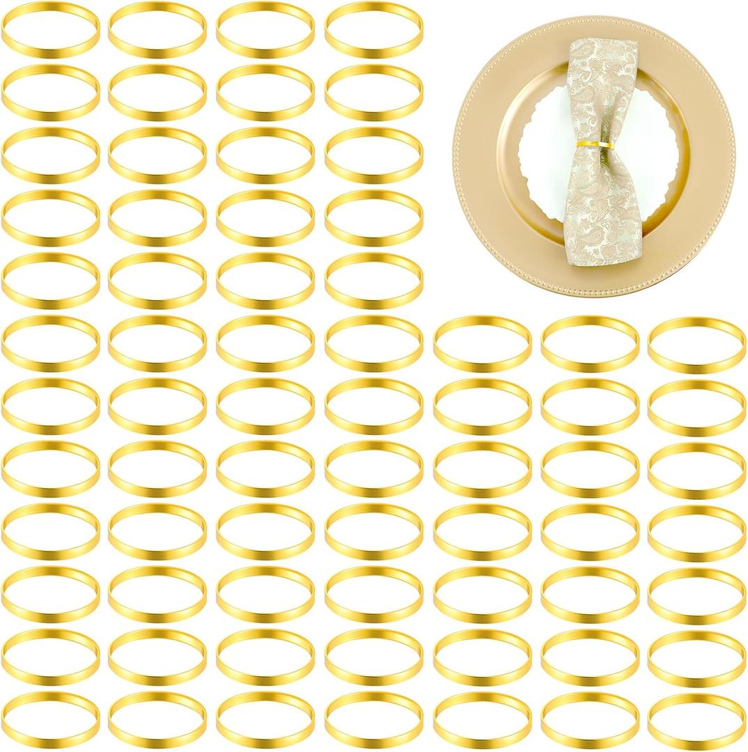 100Pcs Gold Napkin Rings Bulk, Elegant Gold Napkin Rings, Servilleteros para Mesas for Weddings, Parties, Dinners