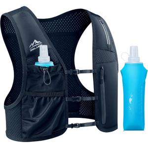 Zelvot Running Vest for Women Men, Adjustable Running Phone Holder Vest, USA Original Patent, Running Hydration Vest with 500ml Soft Flask, Reflective Running Backpack for Hiking Cycling (Medium-Large, Black)