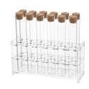 12pcs 30ml Glass Test Tube with Cork Stopper, 20x150mm Storage Tube with Cap, 12 Holes Acrylic Rack, Plant Propagation Vase, Tube Set for Scientific Experiments Lab Candy Liquid Party Decor
