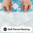 Rectangle Vinyl Table Cloth, Waterproof Elastic Fitted Tablecloth with Flannel Backing, Plastic Table Cover for Picnic, Camping, Outdoor (White & Aqua, 30"x48")