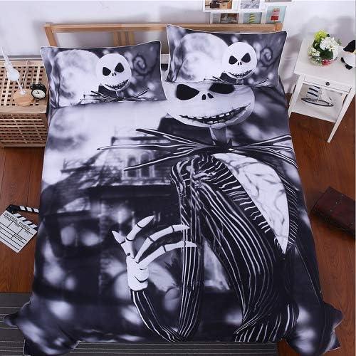 3D Nightmare Christmas Duvet Cover Sets, Jack Decor, 100% Microfiber Galaxy Bedding Set with Pillow Shams 3PCS Bedding,No Comforter (Christmas, 3pcs) Queen Size (Jack Skellington Black)