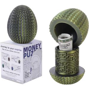 Maze Egg Money Puzzle Gift Box, Secret Cash Holder & Surprise Gift Container for Easter, Birthday, Wedding - Fun Brain Teaser Toy for Kids & Adults (Black Gold)