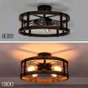 Semi Flush Mount Ceiling Light Fixture, Modern Farmhouse Wood Drum Ceiling Lamp, Rustic Close to Ceiling Lighting for Hallway Entryway Laundry Room Bedroom (Bulb Not Included)