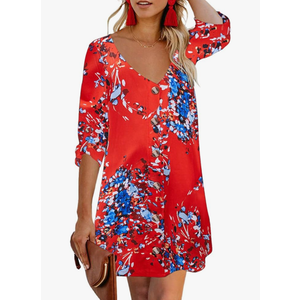 AlvaQ Women Summer Dresses 2024 Strappy Button V Neck Sleeveless Beach Sundress Casual Swing A Line Short Mini Dress L