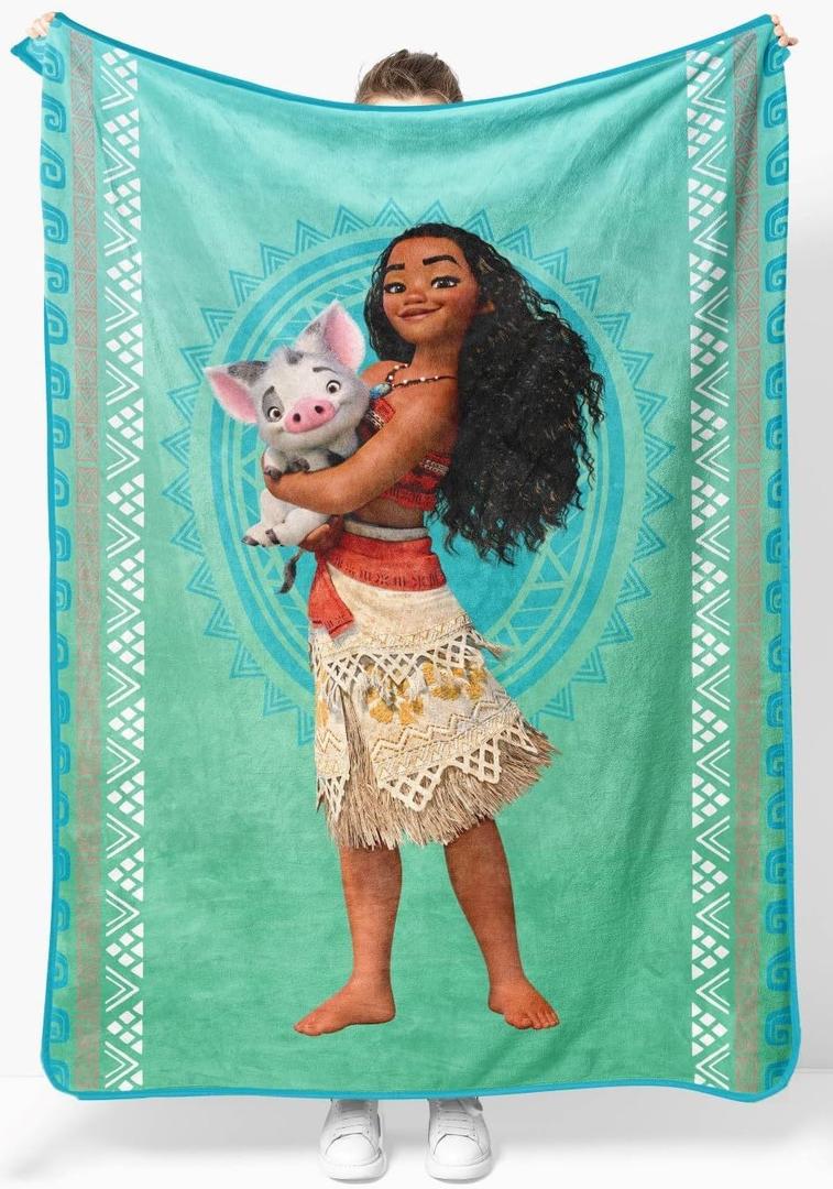 Jay Franco Plush Throw Blanket 46" x 60" Inches Kids Hero Soft & Cozy Fleece Throw for Bedroom & Couch Dcor, Official Licensed Product, Teal - Moana
