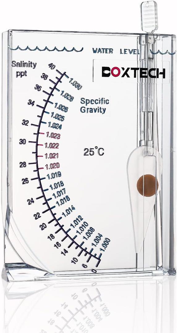 Boxtech Aquarium Marine Test, Sea Saltwater Hydrometer, Reef Ocean Hydrometer Salinity Meter for Pool Aquarium Water Salinity Specific Gravity Test