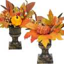 Waipfaru Fall Decor, Fall Decorations for Home，2Pcs Fake Flowers with Plastic Base, Fall Leaves, Thanksgiving Table Decorations, Artificial Fall Flowers for Tabletop, Fall Centerpieces for Tables 