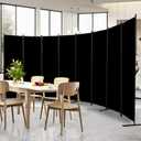Room Divider and Folding Privacy Screens 8 Panel Wide Room Divider Wall Screen for Room Separtition, Partition Room Dividers Fabric Panel Wall Dividers Freestanding for Office, Bedroom, Studio Dorm (Black)