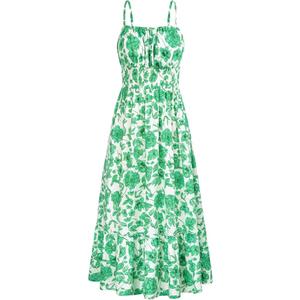 GRACE KARIN Womens 2025 Summer Maxi Dress Sleeveless Floral Spaghetti Strap Smocked Boho Beach Long Dress with Pockets (Medium)