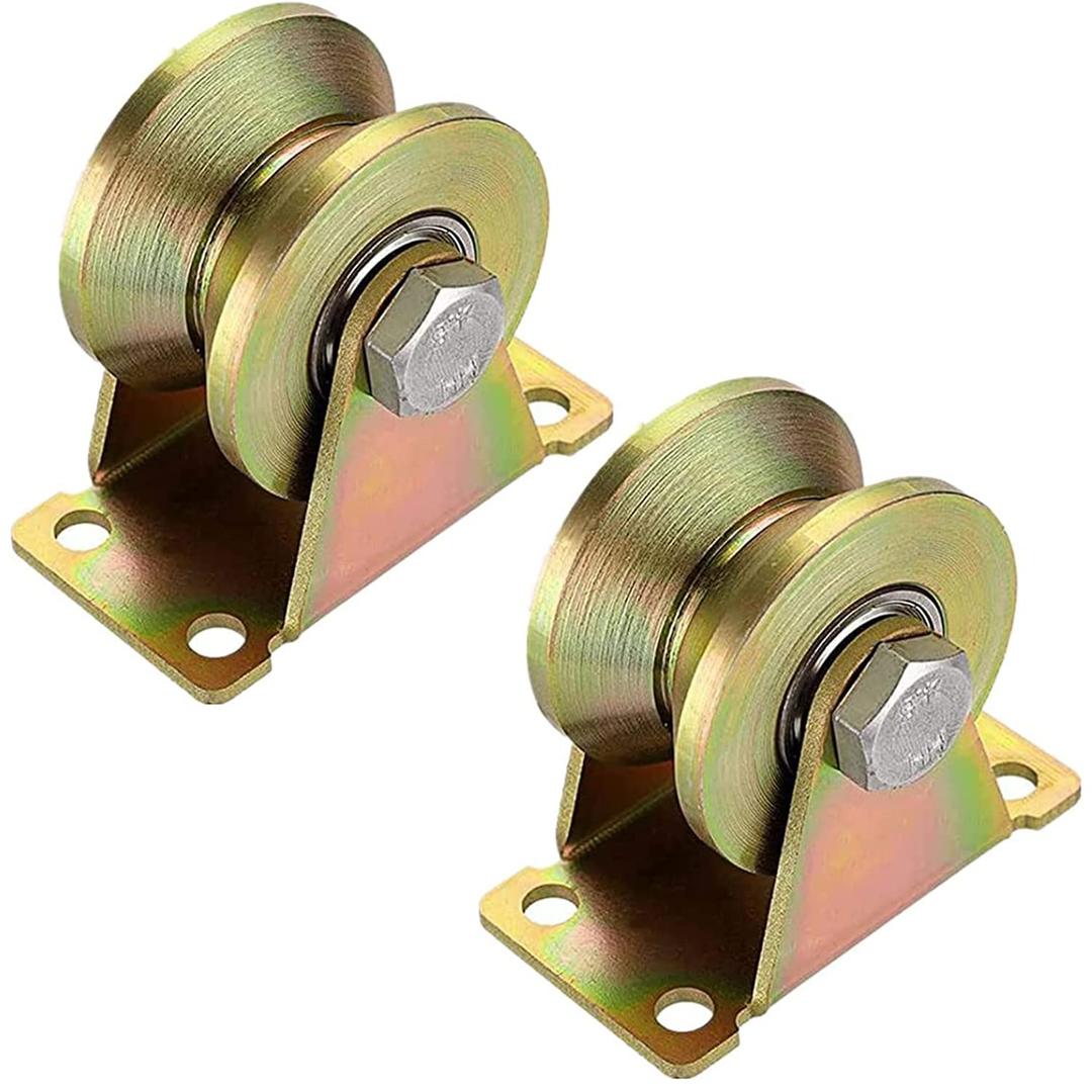 Lyplus Heavy Duty 3-Inch V-Groove Caster Wheels - Smooth Rolling with Double Bearings for Industrial Machines, Sliding Gates, and Wire Rope Rails (2 Pack)