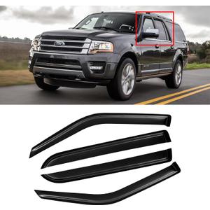 Window Visors for 1997-2017 Ford Expedition, Rain Guards Shield Vent Deflector Shade Dark Smoke for 2007-2017 Expedition XL, 1998-2017 Lincoln Navigator, Tape-On, 4PCS