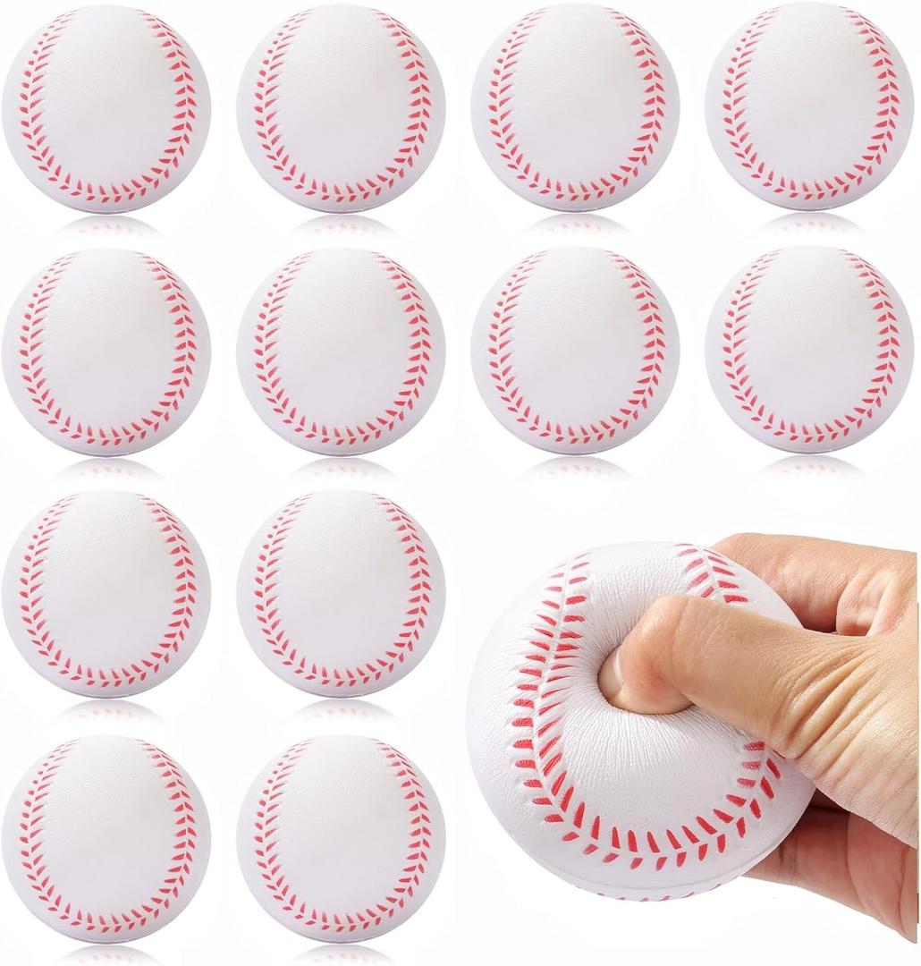 12 Pack Foam Baseballs Softballs Foam Training Ball for Kids Beginners, 9 inch Practice Baseballs Tballs, Safe Throwing, Catching and Batting Practice (White)