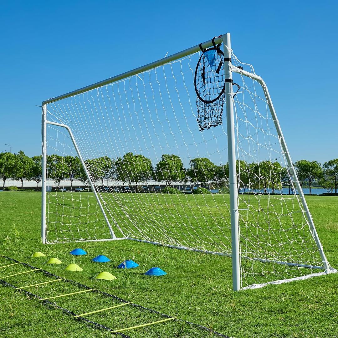 Soccer Goals for Backyard Soccer Goal 12x6 Big 10x6.5 8x6 6x4FT Soccer Goals for Youth Adults and Kids Large Metal 2" Goal Post with Agility Ladder and Target Net Soccer Cones Practice Equipment