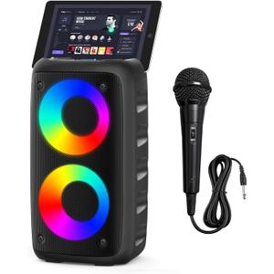 Portable Bluetooth Speaker,Karaoke Machine for Adults and Kids,with Lights Loud Big Bluetooth Speaker,Rechargeable Dj/PA Speaker System with TF Card,AUX in,REC,TWS for Outdoor Sport Home Party