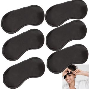 6 Pack Blindfold Eye Mask Cover Sleep Mask for Party Games Travel Sleep Team Build Party Supply with Adjustable Strap for Women Men Kids, Black