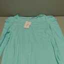 LCXWFE Womens Tunic Tops Puff Sleeve Casual V Neck Long Sleeve Shirts Solid Color S-2XL (Medium, 06a-mint Green)