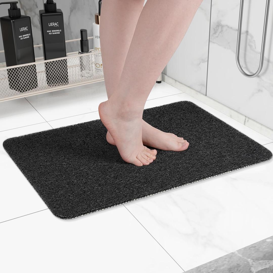 Hargiis Non-Slip Bathtub Mat, Anti Slip Shower Mat, Fast Drying Bathtub Mats, Foot Scrubber Mat, Anti Slip Mat for Tub, Floor, Bathroom, Kitchen, Home, Hotel (Black 24"16")