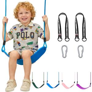 HeyZoo Heavy Duty Kids Swing Seat with 79" Adjustable Rope, 330 lbs Capacity Swing Set Accessories Replacement with 2 Carabiners and 2 Extra Hanging Straps, Outdoor Playground Gifts, Blue 1 Pack