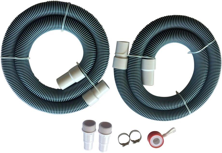 FibroPool Professional Pool Filter Hose Replacement Kit  1.5" 6 Foot Hose 2 Pack with Reinforced Cuffs, Adapters, Clamps & PTFE Tape  Durable, Leak-Resistant, Universal Compatibility