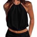 REORIA Women's Halter Backless Crop Top Sexy Sleeveless Summer Going Out Outfits 2026 Trendy Black Small