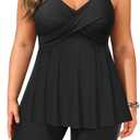 Aqua Eve Plus Size Tankini with Shorts - Two Piece Swimsuit Tummy Control Bathing Suit Flowy Swimwear 2026 (Black), Size 20W 