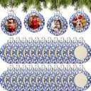 Blulu 24 Pcs Baby First Christmas Photo Ornament 2025 Christmas Pictures Frame Bulk Hanging Picture Frames Wooden for Xmas Tree Baby Gifts Keepsake