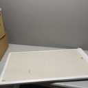 U Brands Farmhouse Linen Bulletin Board, 30"x20", White Wood Style Frame, Includes Push Pins