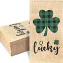 120 Pcs Burlap Printed Irish Shamrock Disposable Bathroom Napkins, St Patricks Day Clover Lucky Guest Towels Hand Towels Paper Guest Napkins for Bathroom Kitchen Camping Cocktail Party 4.3 x 7.8 inch