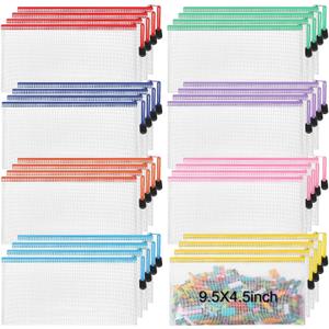Jetec 32 Pcs Mesh Zipper Bags Toy Storage Bikini Organizer Bag Bolsas Para Guardar Trajes De Bano Waterproof Zipper Reusable Pouch Puzzle Multipurpose for Storage Office(Cute Color,9.5 x 4.5 Inch)