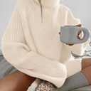 ZESICA Women's 2026 Fall Winter Sweaters Oversized Turtleneck Long Sleeve Chunky Knitted Pullover Sweater Jumper Tops (S)