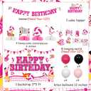 Volleyball Birthday Party Decor Girls Volleyball Happy Birthday Backdrop Banner Hanging Swirls Ball Game Honeycomb Centerpieces Pink Sports Lover Cake Toppers Sports Table Decor for Girls