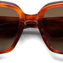 SOJOS Retro Oval Polarized Sunglasses for Women Men 90s Vintage UV400 Protection SJ2621 (Orange Tortoise Frame/Coffee Lens)