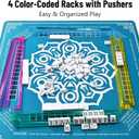 American Mahjong Tile Set 166 White Tiles, 4 All-in-One Color Racks with Pushers, 3 Dice, Portable Red Carrying Bag Complete Mahjong Game Set