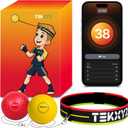 TEKXYZ Reflex Ball with Counter App & Online Community, 2 Difficulty Levels Boxing Ball with Headband, Perfect for Reaction, Agility, Punching Speed, Fight Skill & Hand Eye Coordination Training (Yellow/Red)