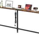 GRLEAF 90" Sofa Table with Built-in Power Strip (4 AC Outlets & 4 USB Ports) 4.9ft Power Cord, Metal Frame, Easy Assembly, Long Couch Table Behind Sofa, Living Room and Home Office | Rustic Brown