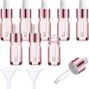 Patelai 8 Pcs 5 ml/ 0.2 oz Frosted Glass Dropper Bottles Essential Oil Bottles with Eye Dropper and Bamboo Lids Perfume Sample Essence Liquid Cosmetic Containers and Funnels (Rose Gold)