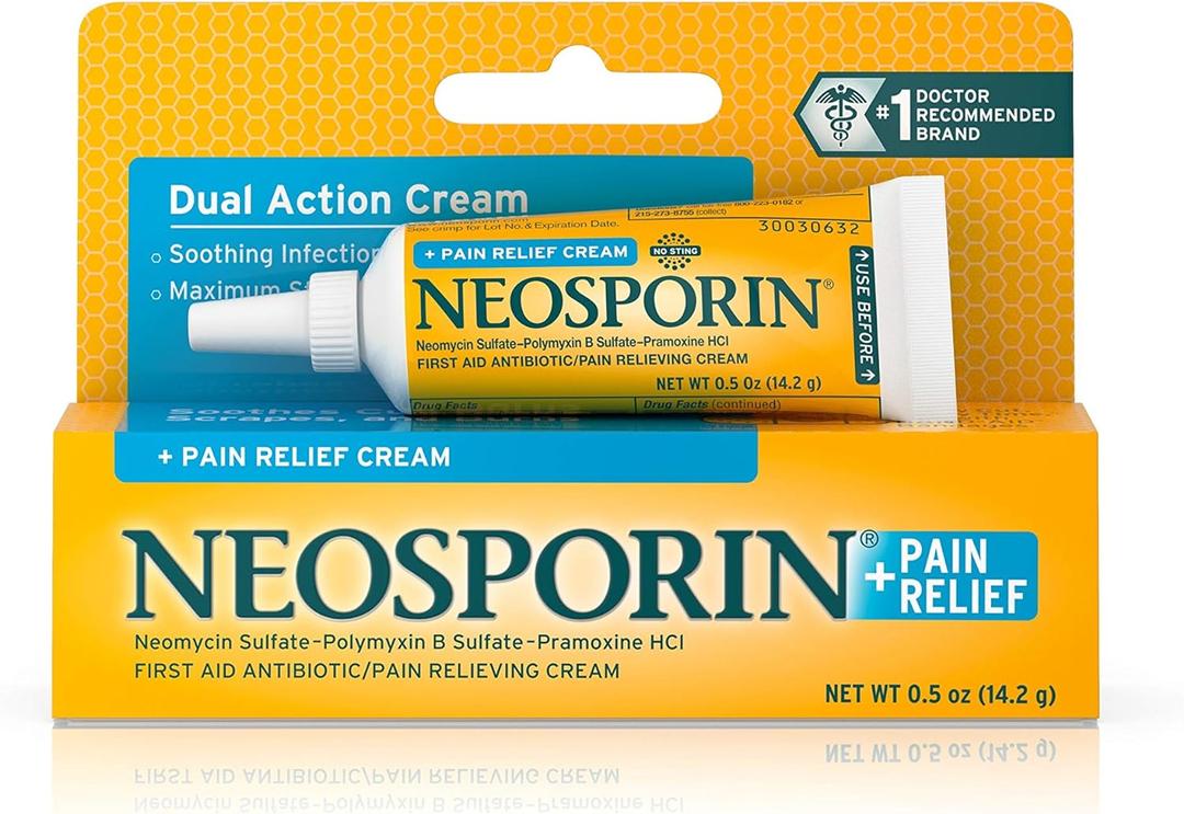 Neosporin + Pain Relief Dual Action Cream, .5 Oz (0.5 Ounce)