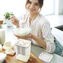 Greek Yogurt Strainer,1100ml Yogurt Strainer Separator,Yoghurt Maker with Fine Mesh Bag & Lid for Thick Greek Yogurt, Soybean Milk,Berries,Soup,Fruit Juice,Coffee(White,Size:10.8 * 9 * 17.6cm)